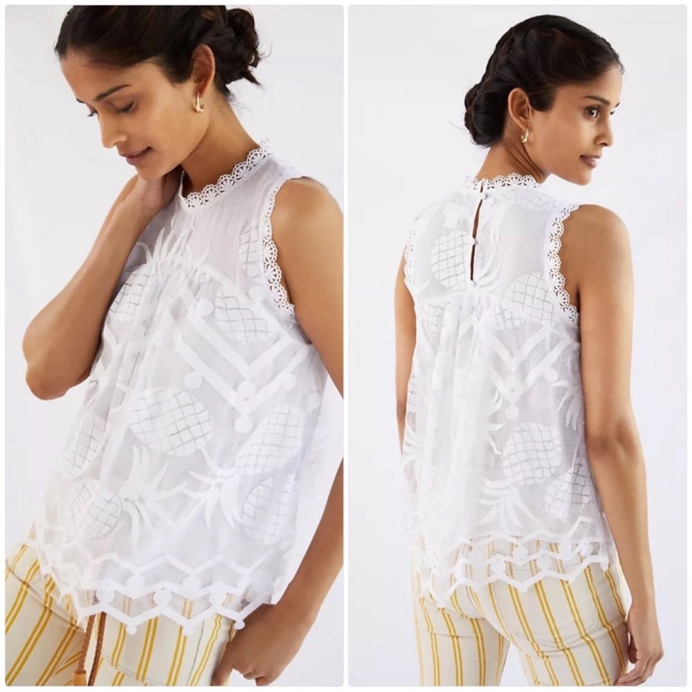 Anthropologie White Lace Tank Top